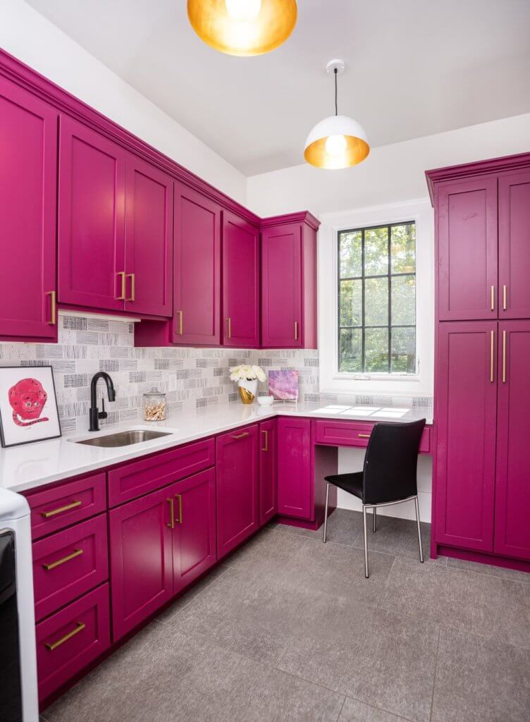 color and pattern - hot pink kitchen