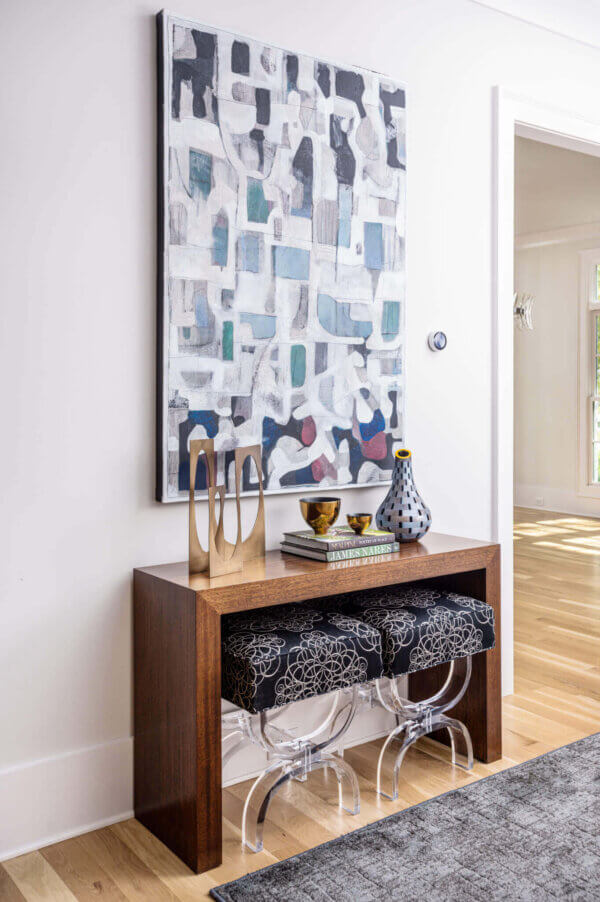 Beth Haley Design | Interior Designer in Nashville hallway with art