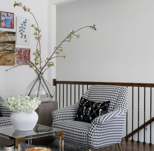 room with flowers and fabrics 